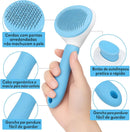 Escova Removedora de Pelos Soltos Autolimpante para cães e gatos