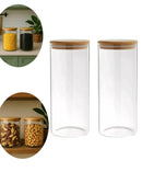 Dupla de Potes Herméticos em Vidro e Bambu - Design Rústico 900ml